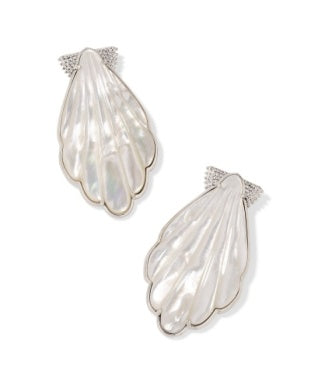 ALEXA STATEMENT EARRINGS VINTAGE SILVER IVORY MOTHER OF PEARL