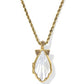 ALEXA LOCKET SHORT PENDANT NECKLACE VINTAGE GOLD IVORY MOTHER OF PEARL