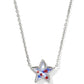 Cassidy Short Pendant Necklace Rhodium Red White Blue Illusion