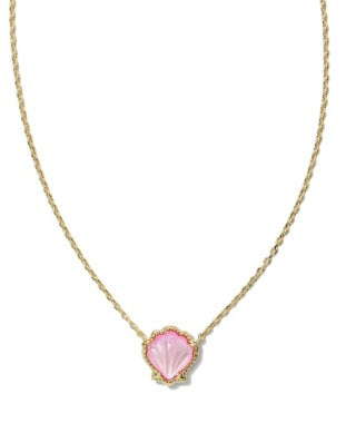 BRYNNE SHELL SHORT PENDANT NECKLACE GOLD BLUSH IVORY MOTHER OF PEARL