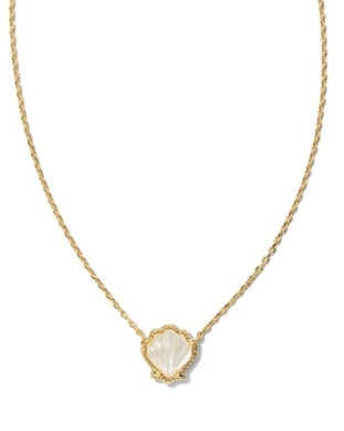 BRYNNE SHELL SHORT PENDANT NECKLACE GOLD IVORY MOTHER OF PEARL