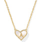 Gold Ivory MOP Heart Letter Pendant Necklace