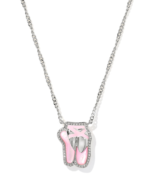 Ballet Short Pendant Necklace Rhodium Blush MOP
