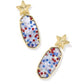Elle Star Drop Earrings Gold Red White Blue Illusion