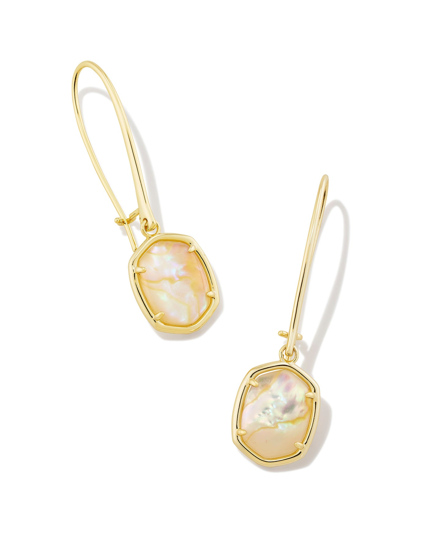 DAPHNE WIRE DROP EARRINGS IN GOLD IRIDESCENT ABALONE