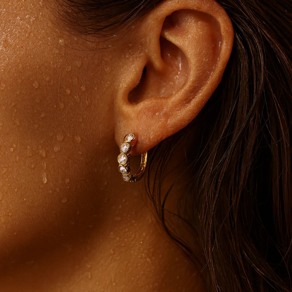 Varra Bezel Mini Hoop Earring - She Chester