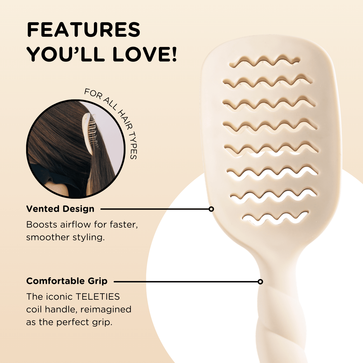 Vented Hair Brush | Tan - She Chester