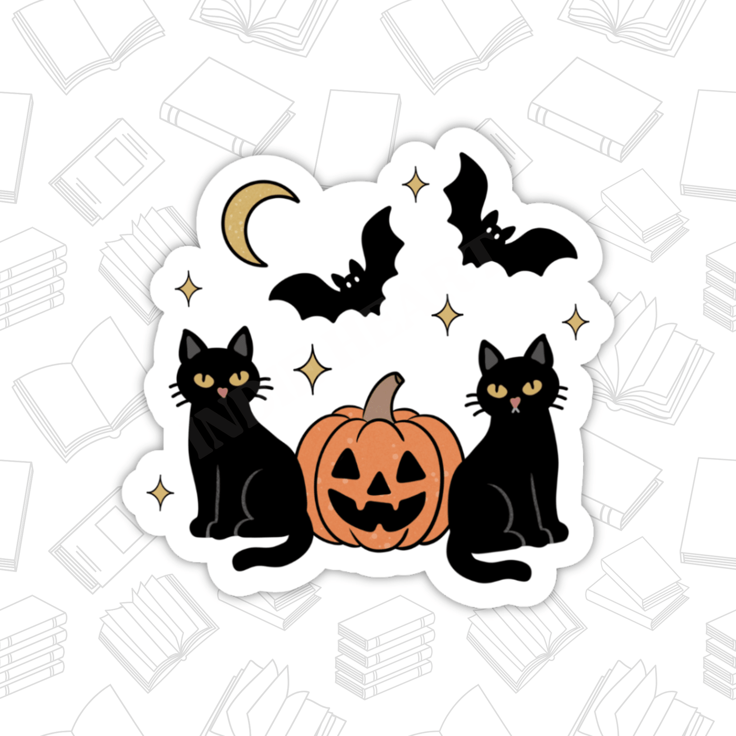 Vintage Black Cats Sticker – Halloween, Glossy Vinyl : 2.5" - She Chester