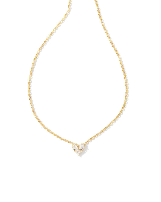 Katie Heart Short Pendant Gold CZ