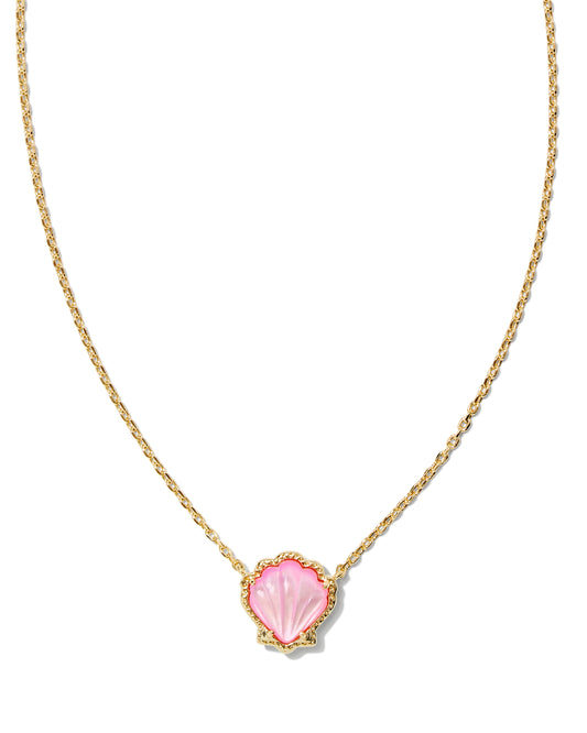 BRYNNE SHELL SHORT PENDANT NECKLACE IN GOLD BLUSH IVORY MOTHER OF PEARL