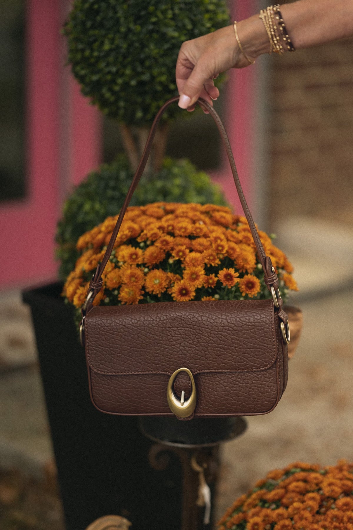 Walnut Leona Flap Shoulder/ Crossbody - She Chester