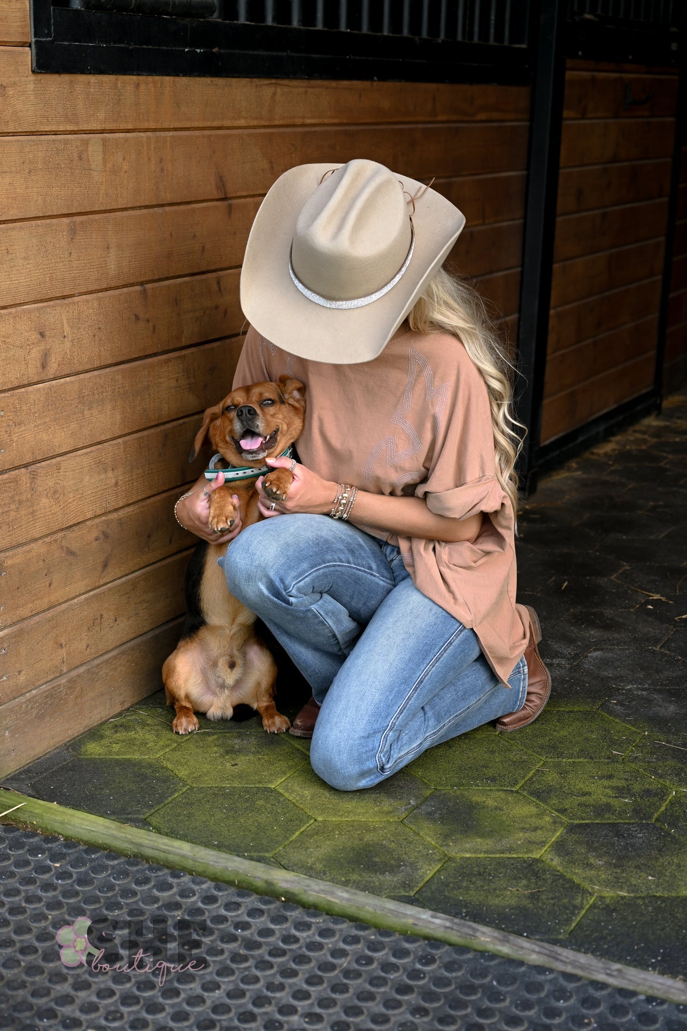 Washed Boot Stitch Oversized Tee - She Chester