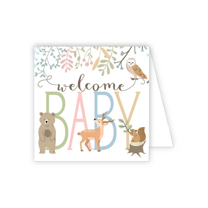 Welcome Baby Forest Animals Enclosure Card - She Chester