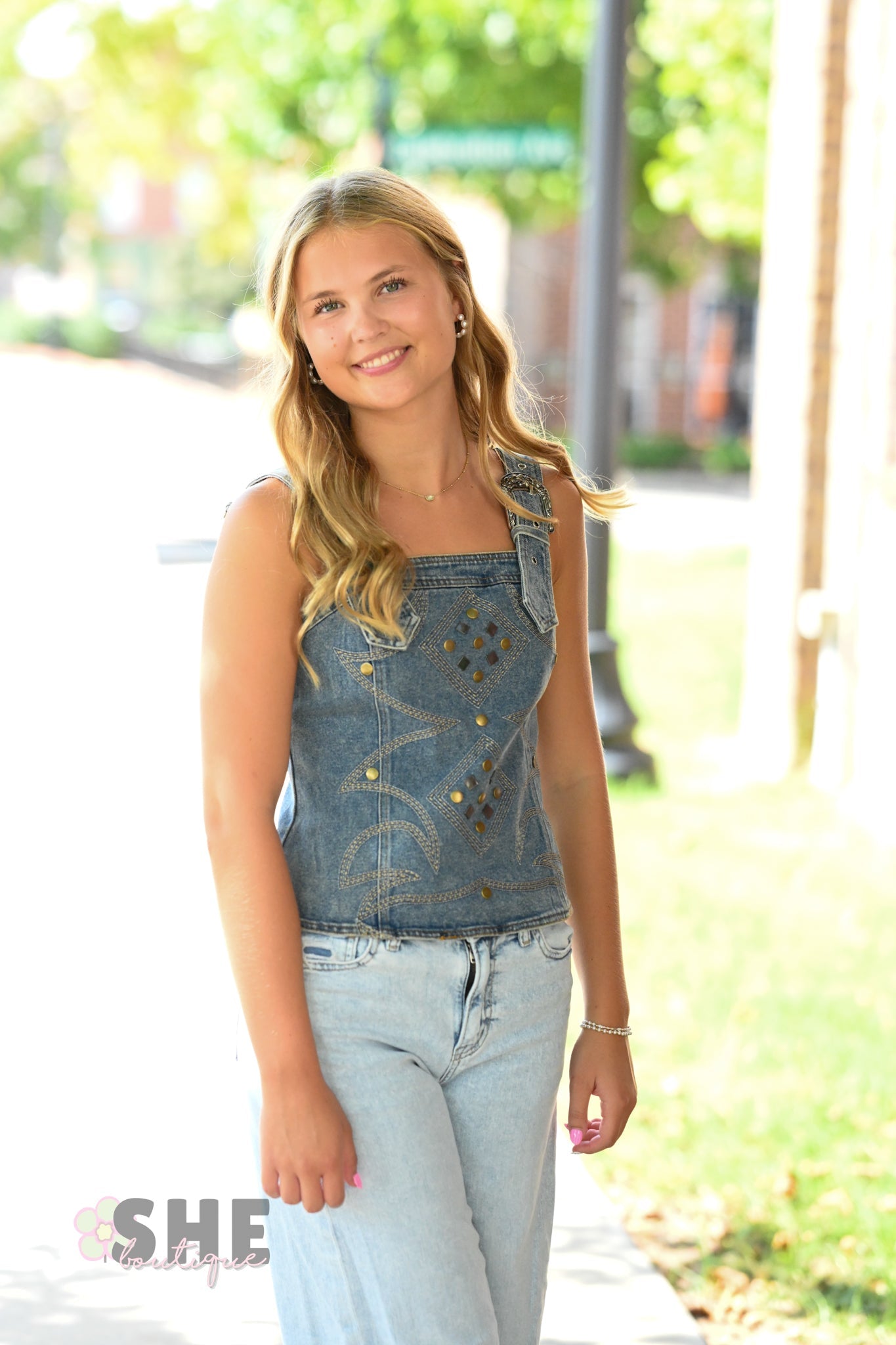 Western Buckle Strap Top - She Chester