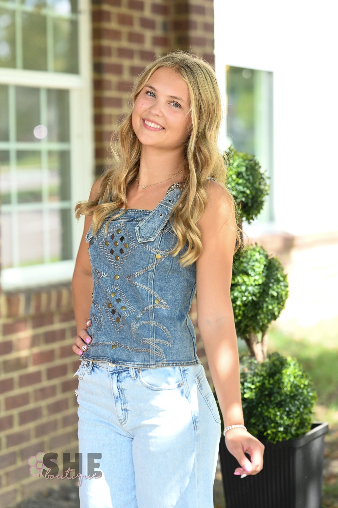 Western Buckle Strap Top - She Chester