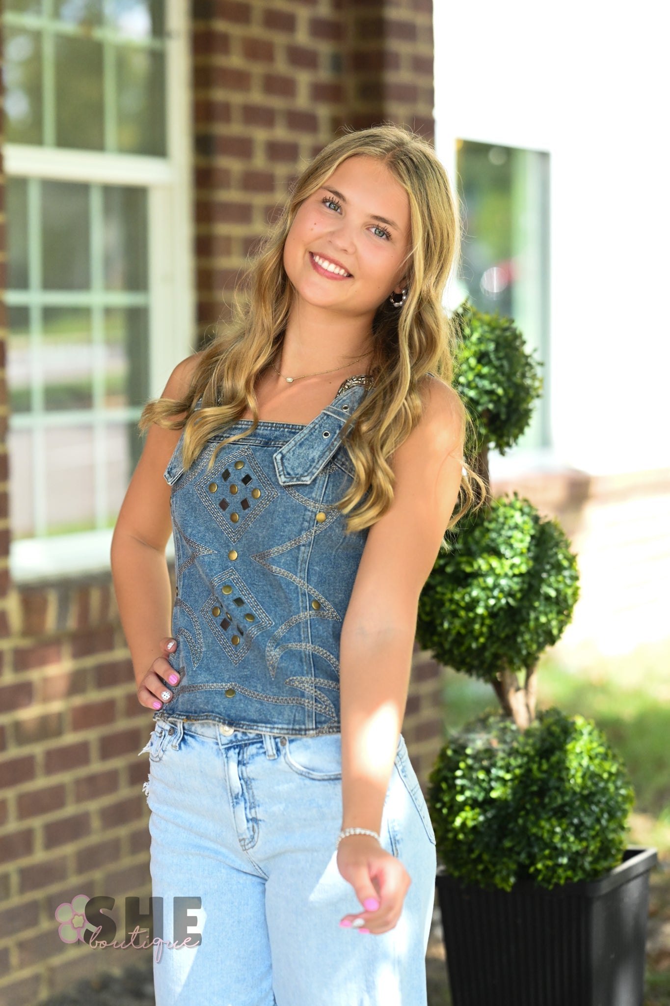 Western Buckle Strap Top - She Chester