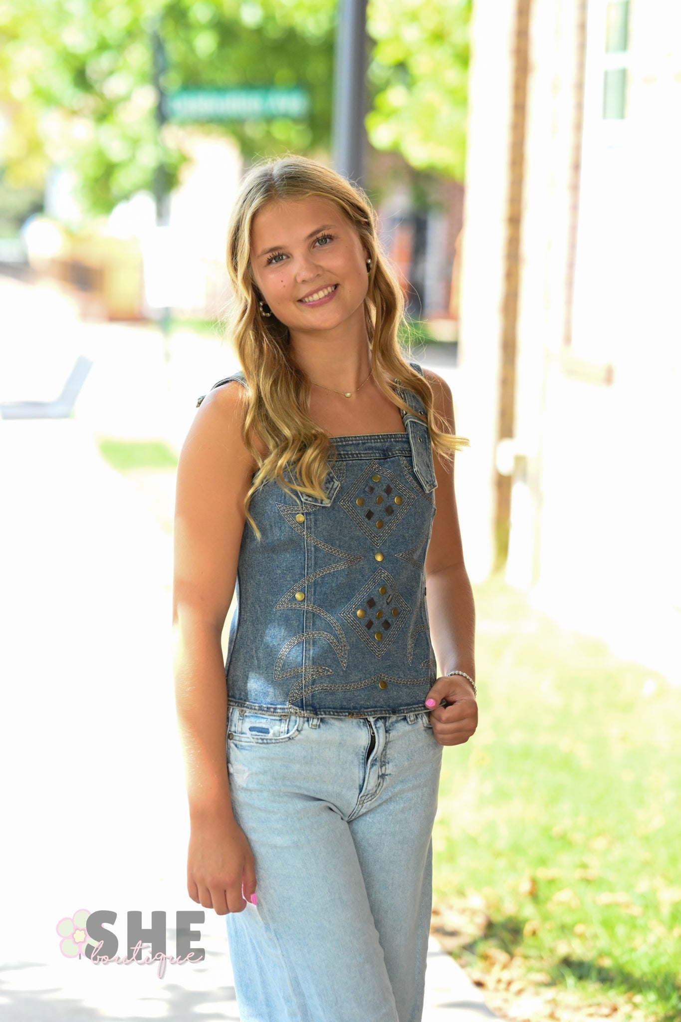 Western Buckle Strap Top - She Chester