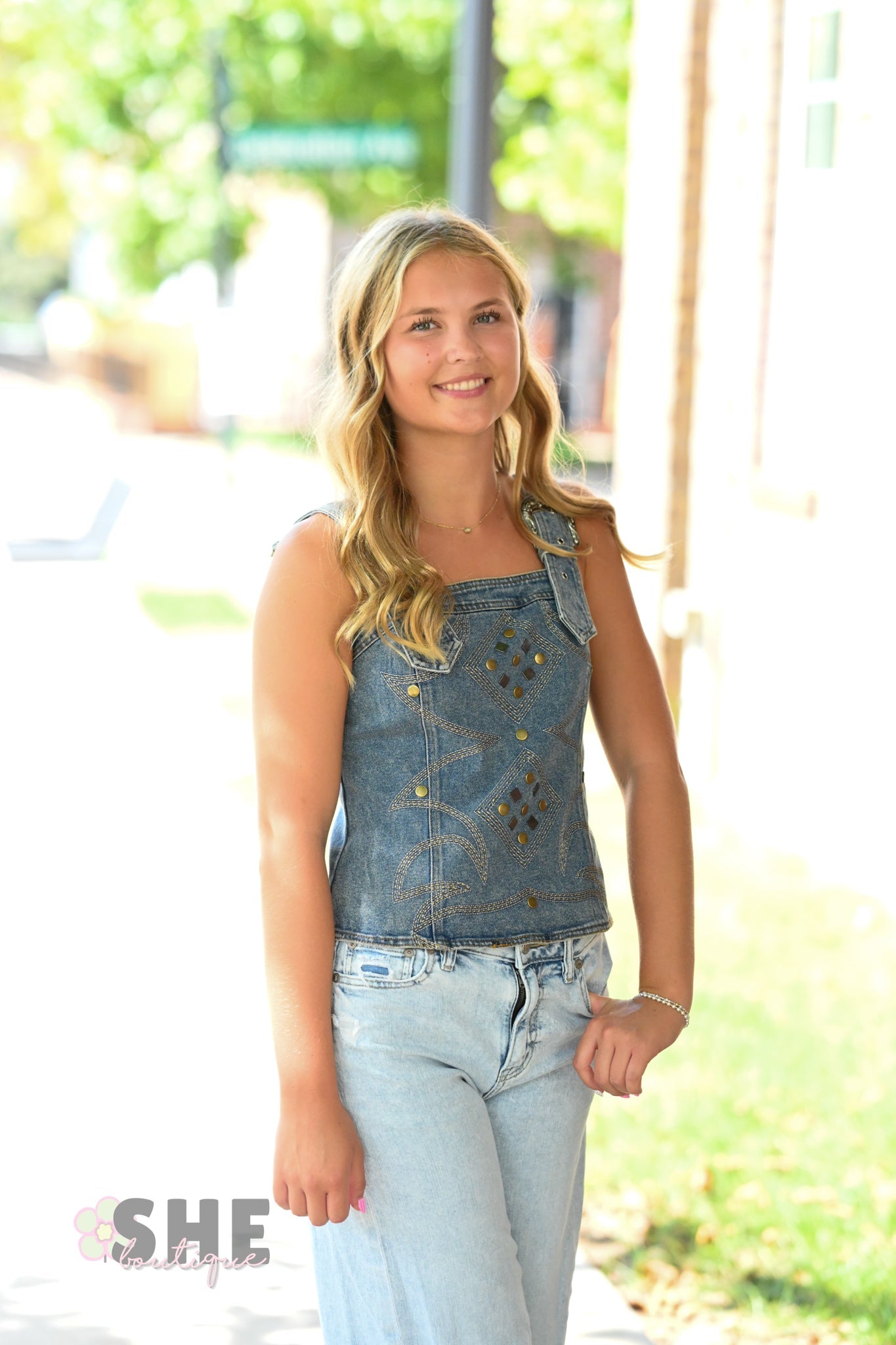 Western Buckle Strap Top - She Chester