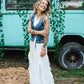 White Embroidered Denim Vest With Front Tie - She Chester