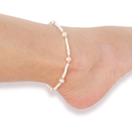 White Pearl Anklet BB Standard Size - She Chester