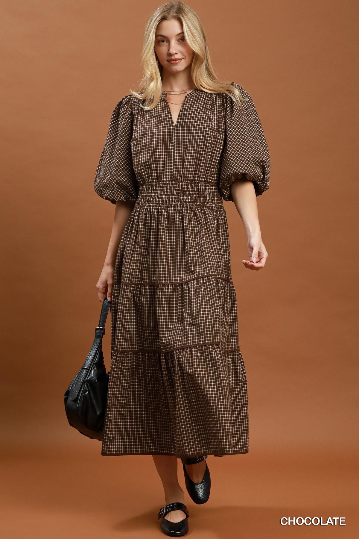 Winslet Brown Gingham Maxi - She Chester