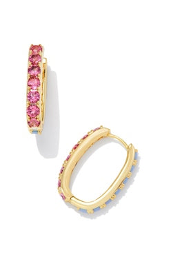CHANDLER HOOP EARRINGSGOLD PINK BLUE MIX