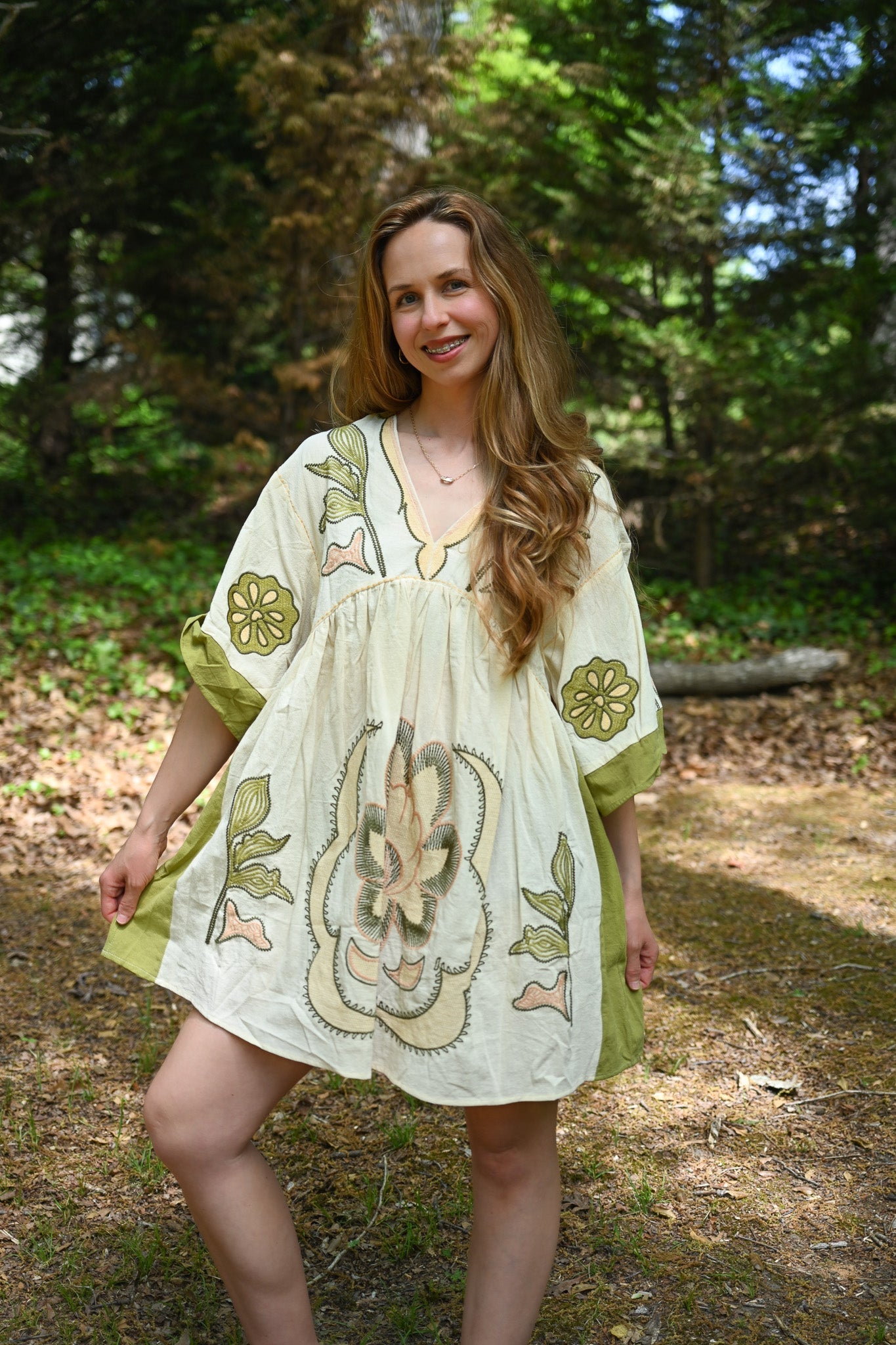 Woodstock Green Mini Dress - She Chester