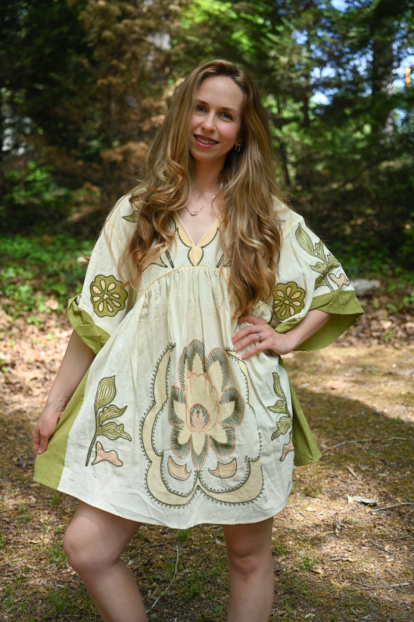 Woodstock Green Mini Dress - She Chester
