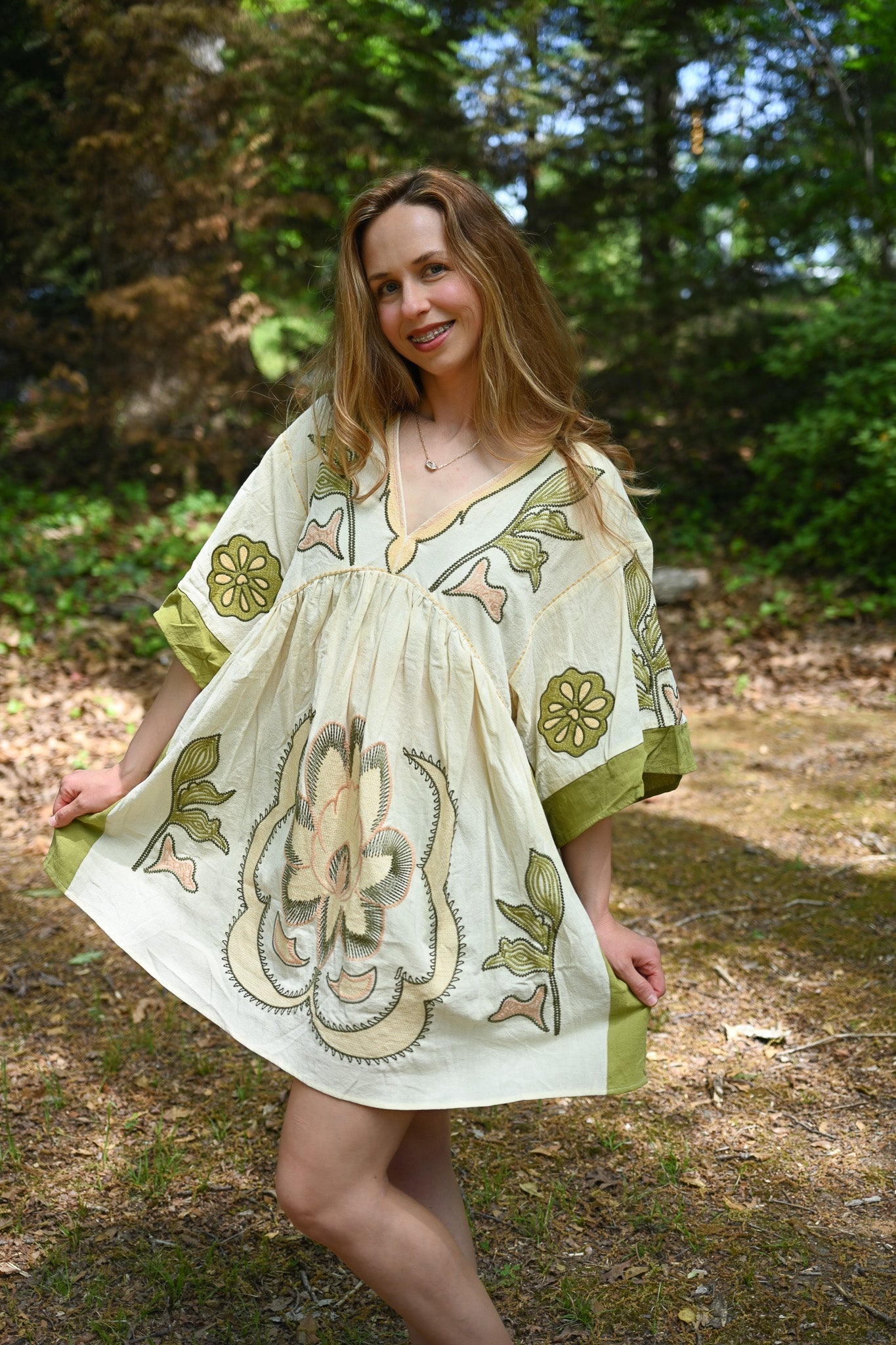 Woodstock Green Mini Dress - She Chester