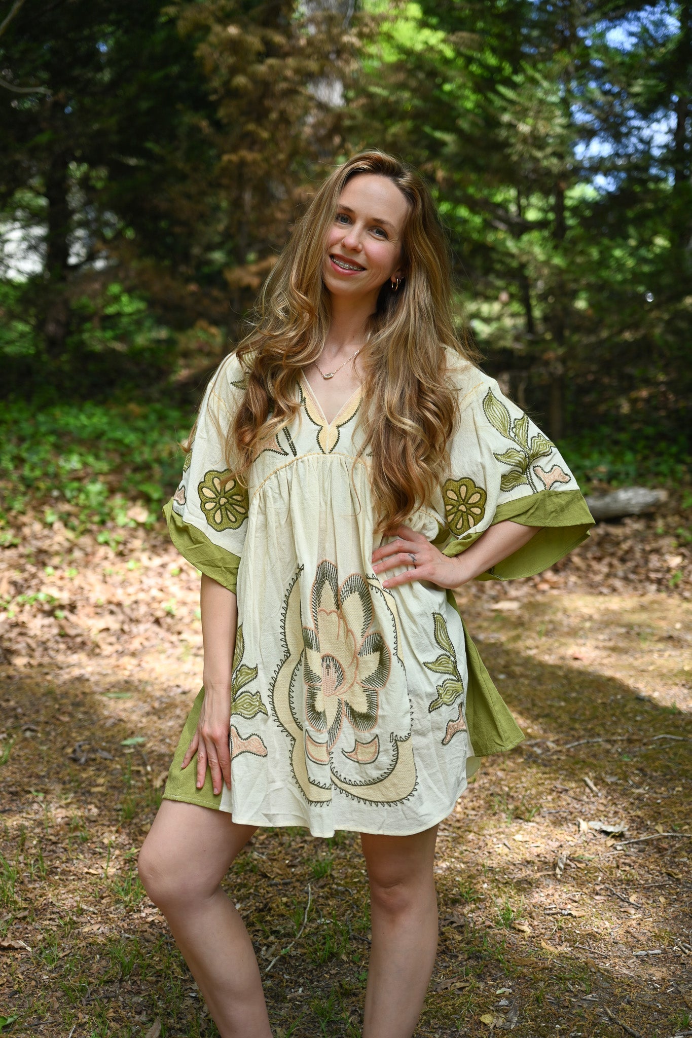 Woodstock Green Mini Dress - She Chester