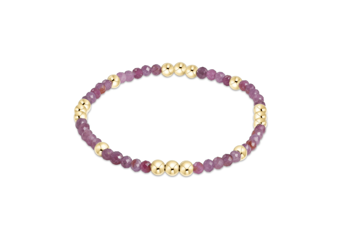 Worthy 3MM Bead Bracelet - Ruby - She Chester