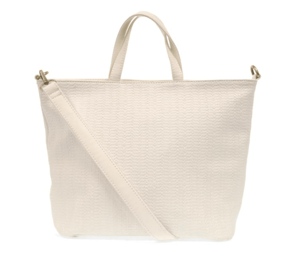 Woven White Convertible Shopper - She Chester