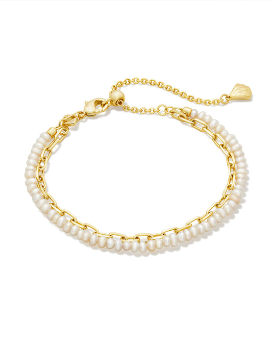 LOLO MULTI STRAND BRACELET IN GOLD WHITE PEARL