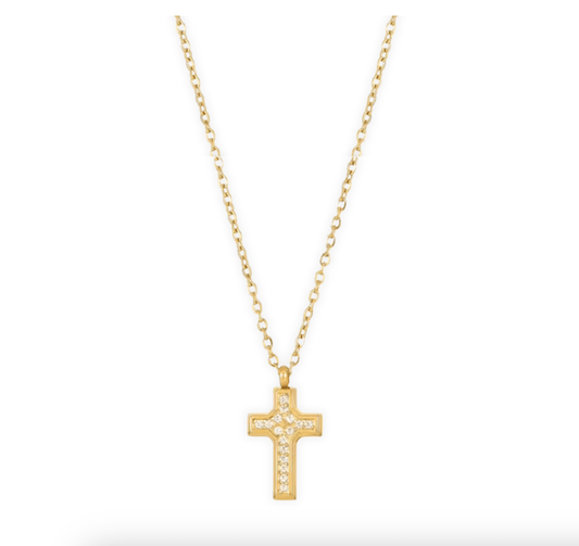 Wyatt Mini Cross Pendant Gold Necklace - She Chester