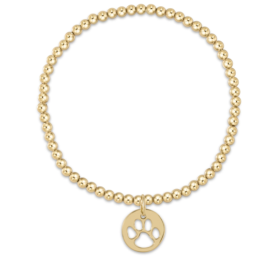 Classic Gold 3mm Paw Print Charm Bracelet