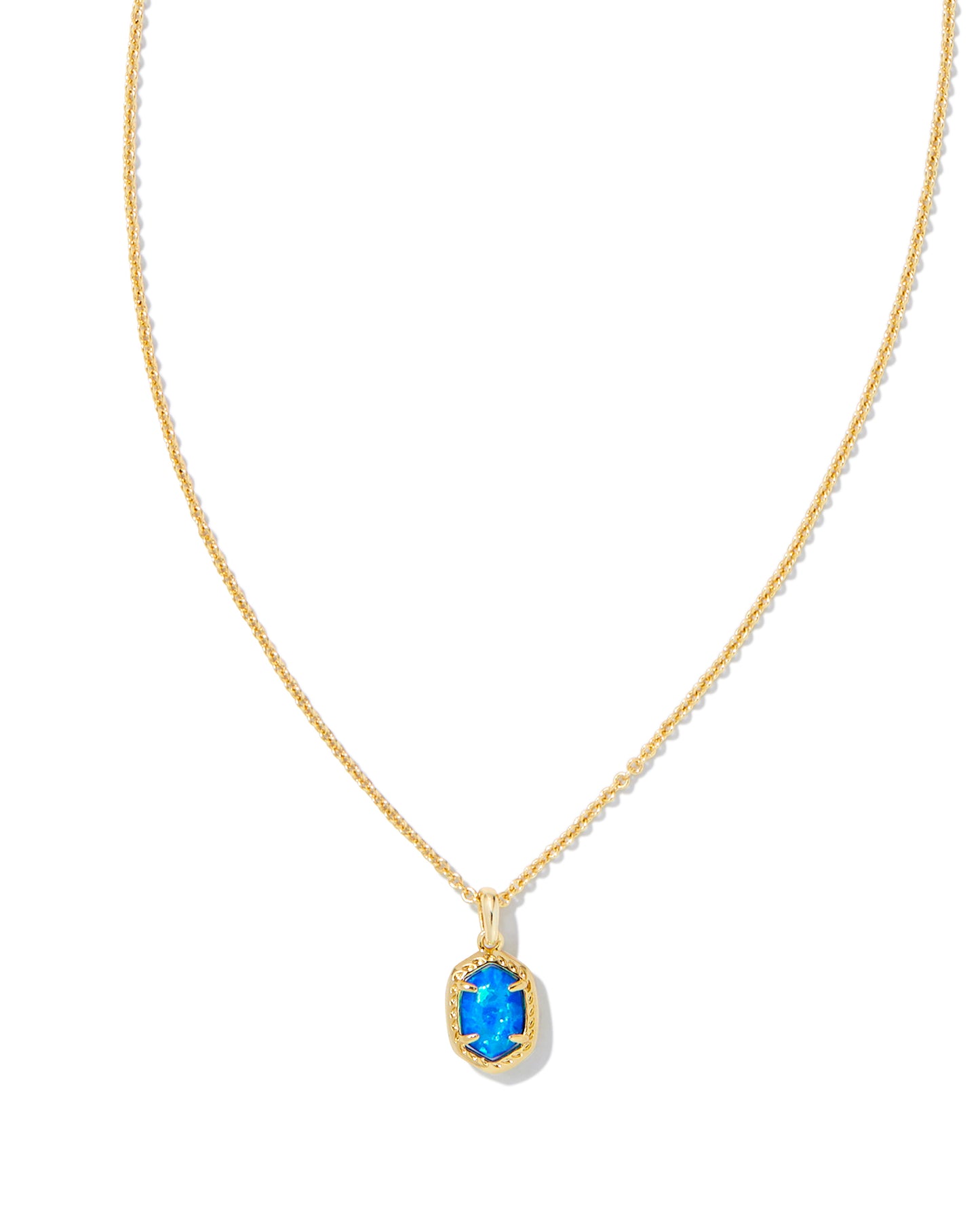 DAPHNE FRAMED SHORT PENDANT NECKLACE IN GOLD BRIGHT BLUE KYOCERA OPAL