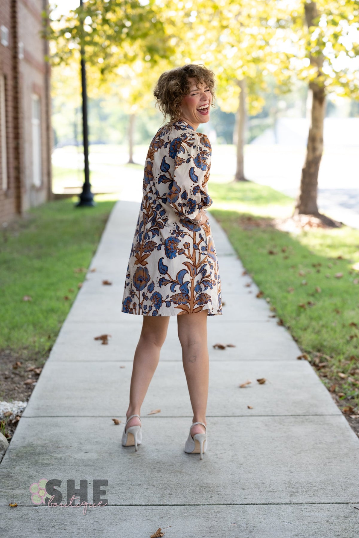 Zahra Brown Floral Dress - She Chester
