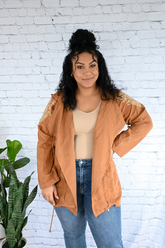 Camel Suede Utility Jacket -