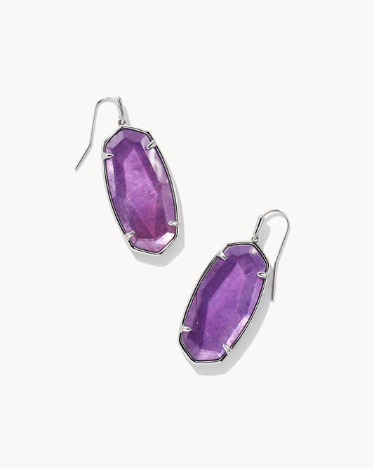 Faceted Elle Drop Earrings Rhodium Purple Mica