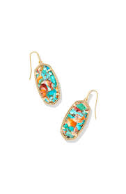 Elle Earrings Gold - Turq Red Oyster