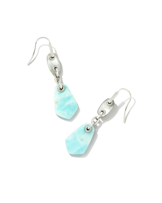 ASHLYN MULTI STONE DROP EARRINGS RHODIUM LIGHT BLUE MIX