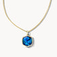 Davis Long Pendant Necklace Gold Navy Abalone