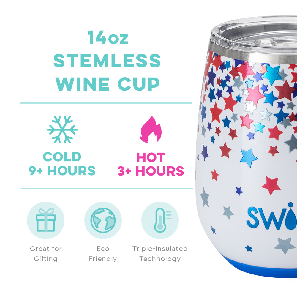 Star Spangled Stemless Wine Cup (14oz)