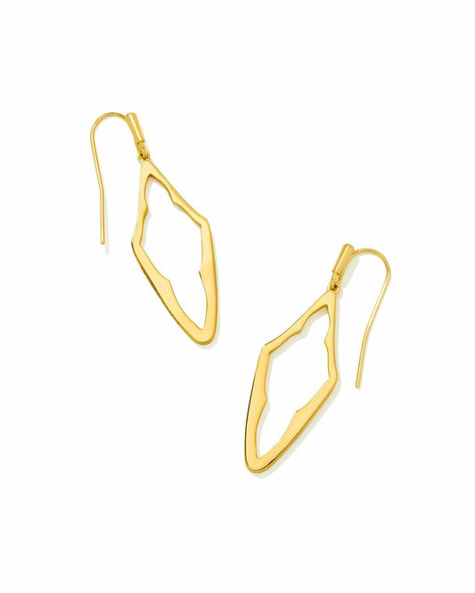 ELONGATED ABBIE OPEN FRAME EARRINGS GOLD METAL