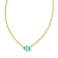 Cailin Pendant Necklace Gold Aqua Crystal