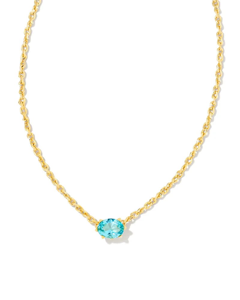Cailin Pendant Necklace Gold Aqua Crystal