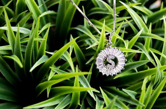 Gemelli Silver Circle Initial Necklace -