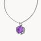 Davis Long Pendant Necklace Rhodium Purple Mica