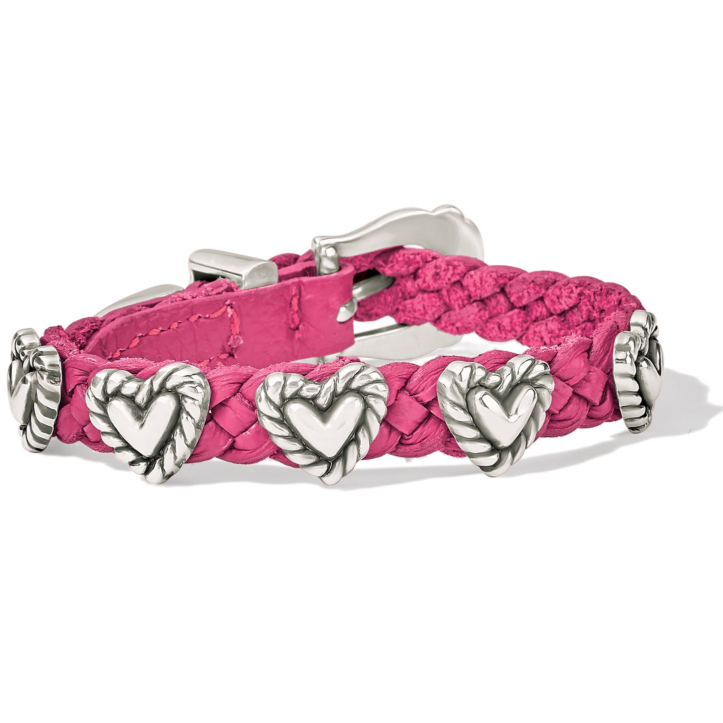 3/8 Pink Roped Heart Braided Bracelet