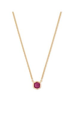 DAVIE PENDANT NECKLACE 18K GOLD VERMEIL PINK RUBY